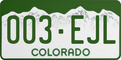 CO license plate 003EJL