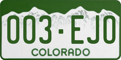 CO license plate 003EJO