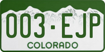 CO license plate 003EJP