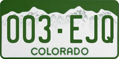 CO license plate 003EJQ