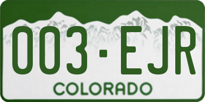 CO license plate 003EJR