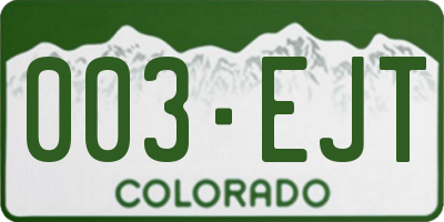 CO license plate 003EJT