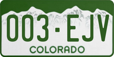 CO license plate 003EJV