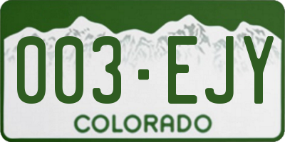 CO license plate 003EJY