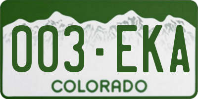 CO license plate 003EKA