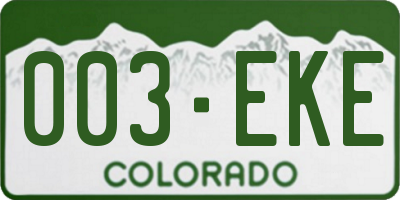 CO license plate 003EKE