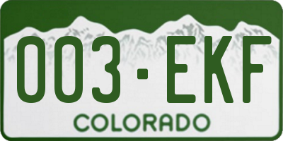 CO license plate 003EKF