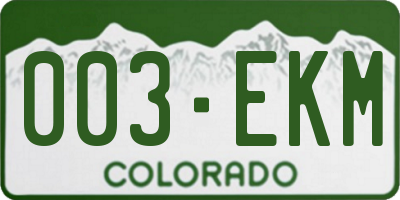 CO license plate 003EKM