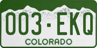 CO license plate 003EKQ