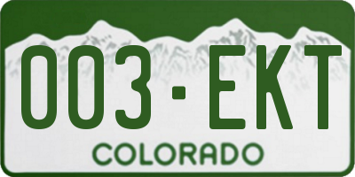 CO license plate 003EKT