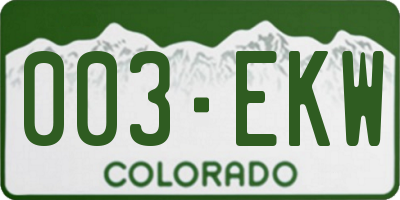 CO license plate 003EKW