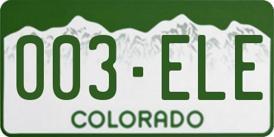 CO license plate 003ELE