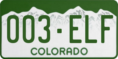 CO license plate 003ELF