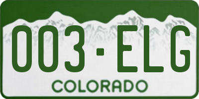 CO license plate 003ELG