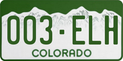 CO license plate 003ELH