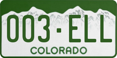 CO license plate 003ELL