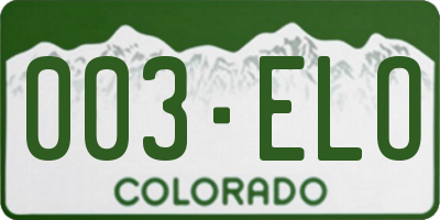 CO license plate 003ELO