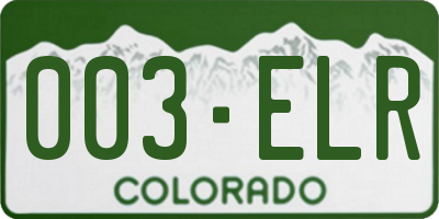 CO license plate 003ELR
