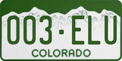 CO license plate 003ELU