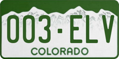 CO license plate 003ELV