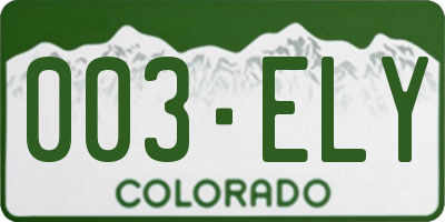 CO license plate 003ELY