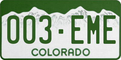 CO license plate 003EME