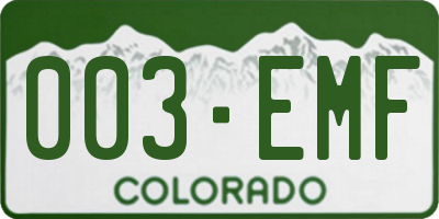 CO license plate 003EMF