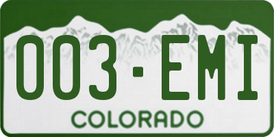 CO license plate 003EMI