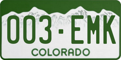 CO license plate 003EMK