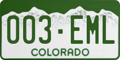 CO license plate 003EML