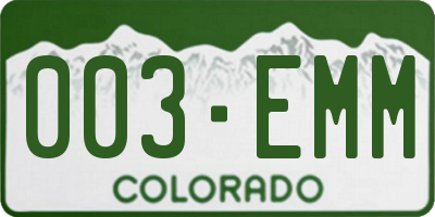 CO license plate 003EMM