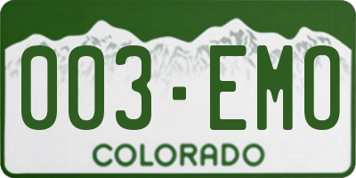 CO license plate 003EMO