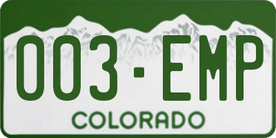 CO license plate 003EMP