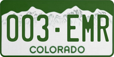 CO license plate 003EMR