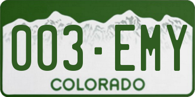 CO license plate 003EMY