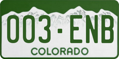 CO license plate 003ENB