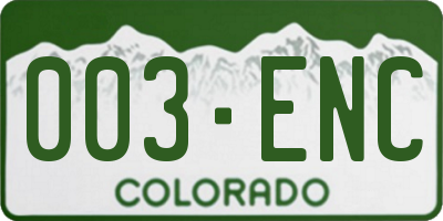 CO license plate 003ENC