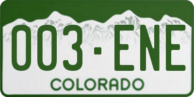CO license plate 003ENE