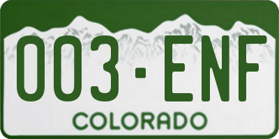 CO license plate 003ENF