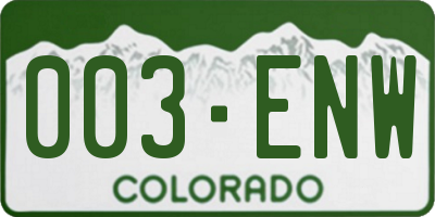 CO license plate 003ENW