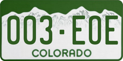 CO license plate 003EOE