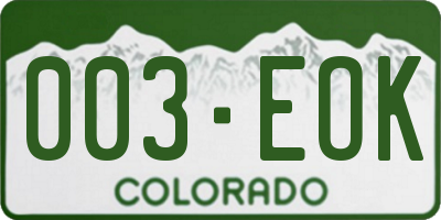 CO license plate 003EOK