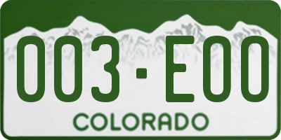 CO license plate 003EOO