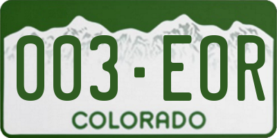 CO license plate 003EOR