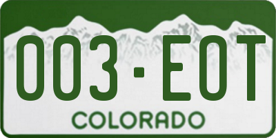 CO license plate 003EOT