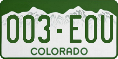 CO license plate 003EOU