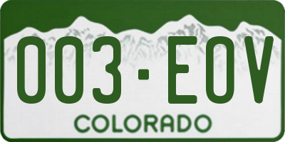 CO license plate 003EOV