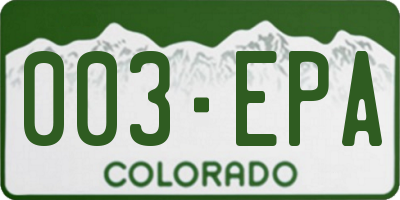 CO license plate 003EPA