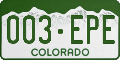 CO license plate 003EPE