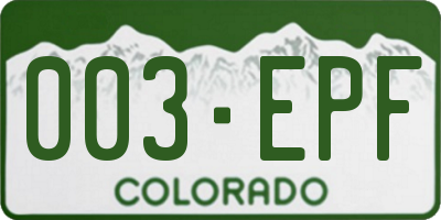 CO license plate 003EPF